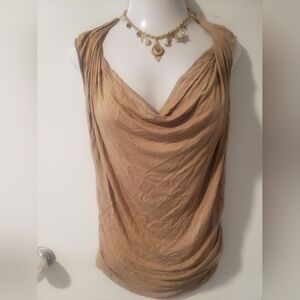 Jessica Simpson Tan Drape Neck Blouse